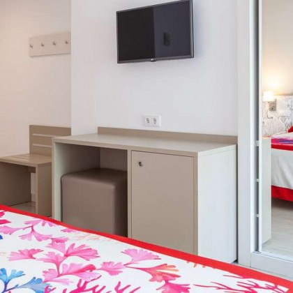 Room and terrace getaway with cocktail and snack in front of the Mediterranean, in Benalmádena