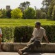 Romantic getaway in idyllic surroundings with glass of cava and chocolates