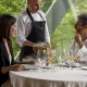Romantic getaway in idyllic surroundings with glass of cava and chocolates