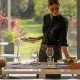 Romantic getaway in idyllic surroundings with glass of cava and chocolates