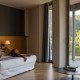 Romantic getaway in idyllic surroundings with glass of cava and chocolates